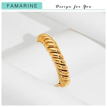 FAMARINE Gold Chunky Stretchable Bangle Bracelet for Women & Men
