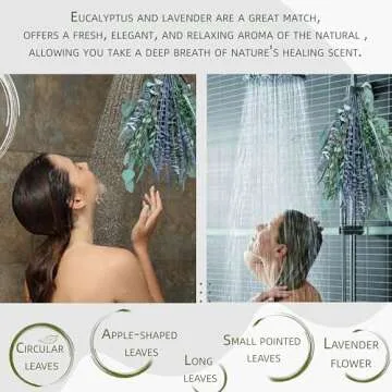 PAMDECOR 5 Kinds Eucalyptus for Shower,17" Natural Fresh Hanging Eucalyptus & Lavender Stems Real Eucalyptus Leaves Shower Decor Home Decor Aromatic Lavender Shower Plant (2 Pack Set - 17 inch)
