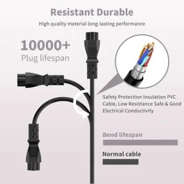 High Quality 3 Prong Power Cord Replacement Cable 6 Ft