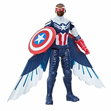 Marvel Titan Hero Series Avengers Captain America Action Figure, 12-Inch Toy, Includes Wings, for Ki...