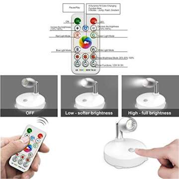 Wireless Spotlight, 2 Pack Battery Operated Accent Lights Art Picture Wall Light with Rotatable Light Head, Dimmable, Stick on Anywhere, 4000K Warm White (Silver)