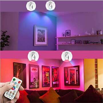 Wireless Spotlight, 2 Pack Battery Operated Accent Lights Art Picture Wall Light with Rotatable Light Head, Dimmable, Stick on Anywhere, 4000K Warm White (Silver)