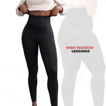 SHAPERMINT Compression Leggings - High Waisted Black Leggings with Tummy Control, 2X-Large
