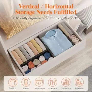 Lifewit 9 Pack Adjustable Drawer Dividers for Organizing