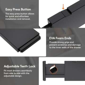 Lifewit 9 Pack Adjustable Drawer Dividers for Organizing