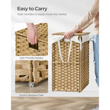 Compact SONGMICS Laundry Hamper with Lid & Handles