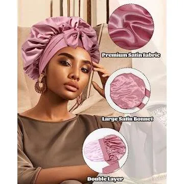Satin Bonnet for Sleeping Silk Sleep Cap Double Layer