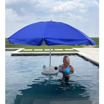 Swimbrella The Floating Pool Umbrella! Combine the Swim Stand™ Floating Anchor Base with the ultra-light umbrella sun shade for the perfect shade retreat! 6Ft Umbrella included!