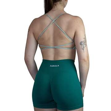 AUROLA Earth Workout Sports Bras Women Athletic Removable Padded Backless Strappy Criss Cross Light Support Gym Fitness Yoga Crop Bra
