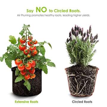 VIPARSPECTRA 10-Pack 5 Gallon Grow Bags - Thickened Nonwoven Aeration Fabric Pots Container with Heavy Duty Durable Handles for Garden Indoor Plants