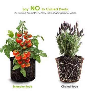 VIPARSPECTRA 10-Pack 5 Gallon Grow Bags - Thickened Nonwoven Aeration Fabric Pots Container with Heavy Duty Durable Handles for Garden Indoor Plants