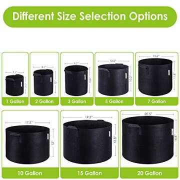 VIPARSPECTRA 10-Pack 5 Gallon Grow Bags - Thickened Nonwoven Aeration Fabric Pots Container with Heavy Duty Durable Handles for Garden Indoor Plants