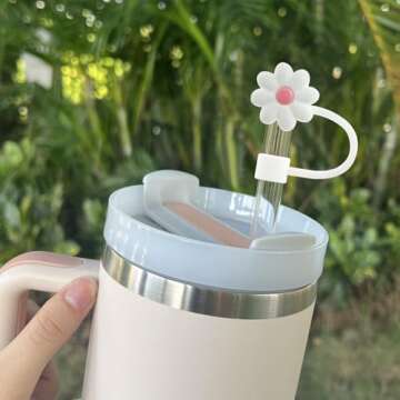 7Pcs 0.4in/10mm Diameter Silicone Straw Covers Cap Compatible with Stanley 20 30&40 Oz Cup, Straw Toppers for Stanley 40 Oz Tumbler with Handle, Dust-Proof Straw Caps for Water Bottle