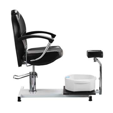 Salon Style Black Adjustable Hydraulic Lift Pedicure Chair with Easy-Clean Footbath Spa Salon Manicu...
