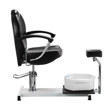 Salon Style Black Adjustable Hydraulic Lift Pedicure Chair with Easy-Clean Footbath Spa Salon Manicu...
