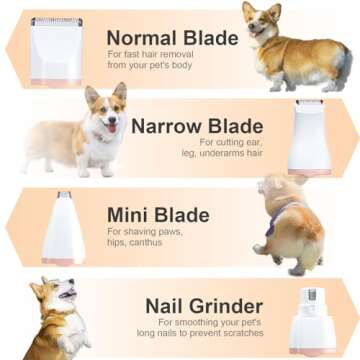 KIKETECH Dog Clippers for Grooming - Cordless Pet Nail Grinder for Small Dog Cat Rabbit Grooming Sup...
