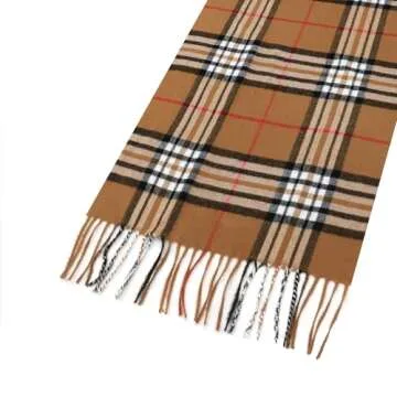 RonFoxi Womens Plaid Scarf - Classic Soft Camel Scarves Tassel Tartan Plaid Neck Scarf Checkered Lon...