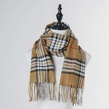 RonFoxi Women's Camel Plaid Scarf for Cold Weather