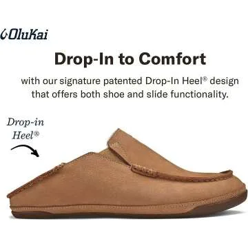 OluKai Men's Leather Slippers for Comfort