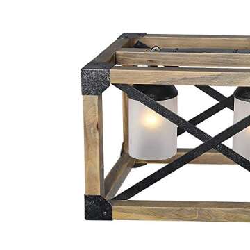 LALUZ Farmhouse Chandelier for Dining Room, Wood Kitchen Island Lighting, 27.5'' L