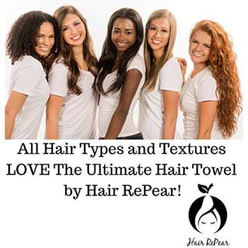 Hair RePear Ultimate Short Hair Towel - Anti Frizz Premium Cotton Product - Enhance Healthy Natural Hair Perfect for Plopping Wrapping Scrunching Curly Wavy Straight Hair