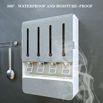 Weiei Oil and Vinegar Storage Dispenser Wall Mount Spice Rack, Multifunctional Spice Storage Organizer, Perfect Kitchen Storage For Spice, Oil, Vinegar and Other Liquid Organizer With Liquid Dispenser