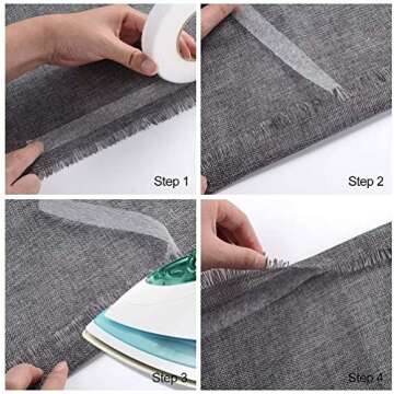 2 Pack Hem Tape Iron-on Adhesive Each 70 Yards Fabric Fusing Hemming Tape for Clothes (1/2 Inch and 1Inch)