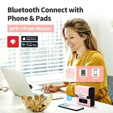 Phomemo Label Maker- M221 Label Maker Machine 3 Inch Bluetooth Thermal Barcode Printer for Small Business/Home Use, for Barcode, Address, Logo, Mailing, Stickers, Compatible with Phone & PC, Pink