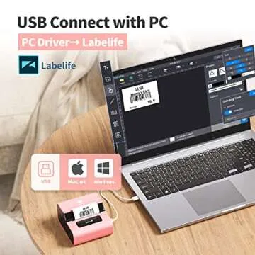 Phomemo Label Maker- M221 Label Maker Machine 3 Inch Bluetooth Thermal Barcode Printer for Small Business/Home Use, for Barcode, Address, Logo, Mailing, Stickers, Compatible with Phone & PC, Pink