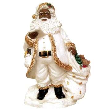 Ebony Treasures African American Santa with The List in White