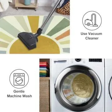 STARUIA Boho Washable Rug for Kids Play Room, 4'x 4'7" Hexagon Tent Colorful Sun Nursery Corner Rug for Girls Boys, Ultra Soft Non-Slip Sunshine Carpet Play Rug for Princess Room Decor Classroom