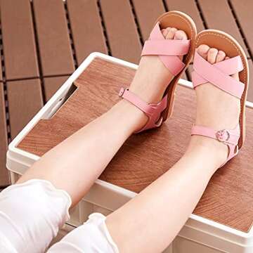 Kiderence Toddler Girls Sandals Little Girls Kids Summer Shoes Toddler Pink Sandals Size 6