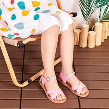Kiderence Toddler Girls Sandals Little Girls Kids Summer Shoes Toddler Pink Sandals Size 6