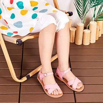 Kiderence Toddler Girls Sandals Little Girls Kids Summer Shoes Toddler Pink Sandals Size 6