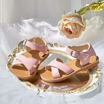 Kiderence Toddler Girls Sandals Little Girls Kids Summer Shoes Toddler Pink Sandals Size 6