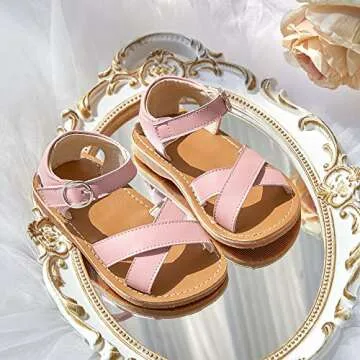 Kiderence Toddler Girls Sandals Little Girls Kids Summer Shoes Toddler Pink Sandals Size 6