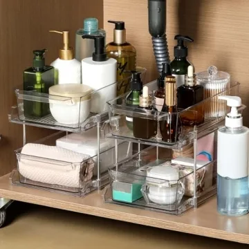 2 Tier Clear Organizer with Removable Dividers for Cabinets