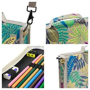 YOUSHARES 160 Slots Colored Pencil Case - Colorful Oxford Fabric Large Capacity Pen/Pencil Organizer with Strap for Watercolor Pencils, pens and Make up Brush (Colorful Aqua)