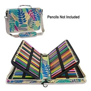 YOUSHARES 160 Slots Colored Pencil Case - Colorful Oxford Fabric Large Capacity Pen/Pencil Organizer with Strap for Watercolor Pencils, pens and Make up Brush (Colorful Aqua)