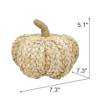 Nature Vibe Braided Cornhusk Pumpkin Decor Set of 2,Natural Woven Pumpkins for Fall Home Decor,Thank...