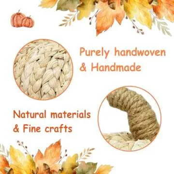 Nature Vibe Braided Cornhusk Pumpkin Decor Set of 2,Natural Woven Pumpkins for Fall Home Decor,Thanksgiving Decorations or Autumn Harvest Gifts