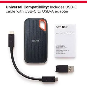 SanDisk 500GB Extreme Portable SSD - Up to 1050MB/s, USB-C, USB 3.2 Gen 2, IP65 Water and Dust Resistance, Updated Firmware - External Solid State Drive - SDSSDE61-500G-G25