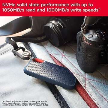 SanDisk 500GB Extreme Portable SSD - Up to 1050MB/s, USB-C, USB 3.2 Gen 2, IP65 Water and Dust Resistance, Updated Firmware - External Solid State Drive - SDSSDE61-500G-G25