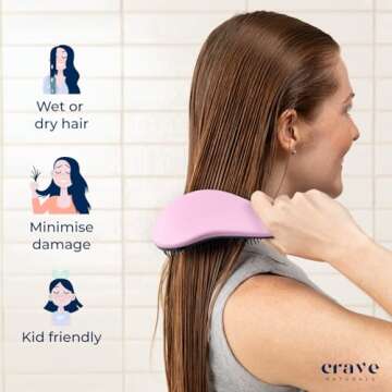 Crave Naturals Detangling Hair Brush for All Ages