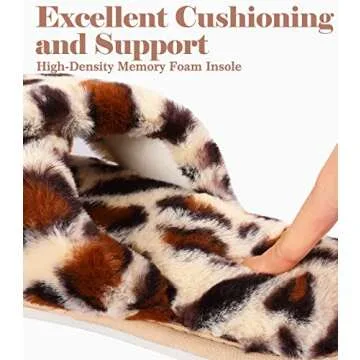 Ankis Women Leopard Fuzzy Fluffy Slippers Soft Cozy Plush Fuzzy Slippers Memory Foam Slipper Fluffy Furry Open Toe Fuzzy Slippers Bedroom Comfy Cross Band Slippers for Womens House Indoor Size 7 8