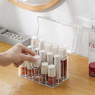 Chic SUNFICON Lip Gloss Organizer - Dustproof & Stylish