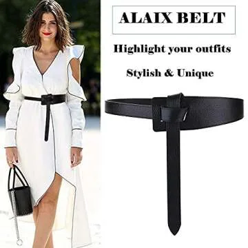 ALAIX Women's Leather Belt Dress Belt for Jeans Jumpsuit Coat Fashion Tie a Knot Genuine Leather Wai...