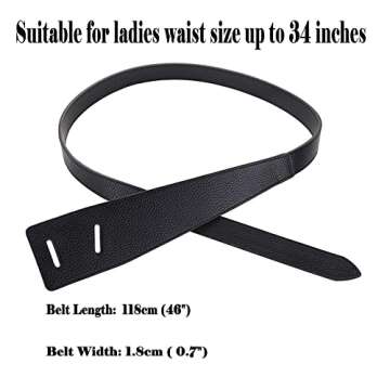 ALAIX Women's Leather Belt Dress Belt for Jeans Jumpsuit Coat Fashion Tie a Knot Genuine Leather Waist Belt Black