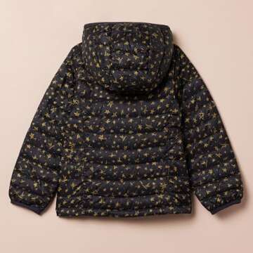 Amazon Essentials Girls and Toddlers' Lightweight Water-Resistant Packable Hooded Puffer Jacket