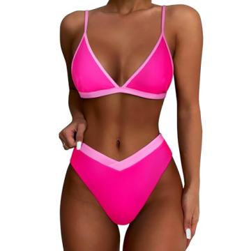 SUUKSESS Women Color Block Triangle Bikini Set for Summer